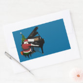 Sticker Rectangulaire Le Père Noël Jouer Piano (Enveloppe)