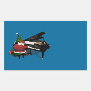 Sticker Rectangulaire Le Père Noël Jouer Piano
