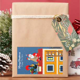 Sticker Rectangulaire Le Père Noël rencontre le Coq portugais