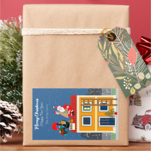 Sticker Rectangulaire Le Père Noël rencontre le Coq portugais