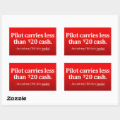 Sticker Rectangulaire Le pilote transporte moins de 20 $ en espèces (Feuille)