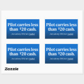 Sticker Rectangulaire Le pilote transporte moins de 20 $ en espèces (Feuille)