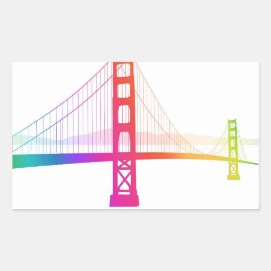 Sticker Rectangulaire Le pont du Golden Gate | Style arc-en-ciel (Devant)