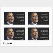 Sticker Rectangulaire Le président Obama et citation "faire des progrès" (Feuille)