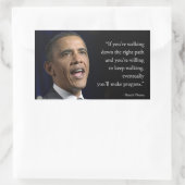 Sticker Rectangulaire Le président Obama et citation "faire des progrès" (Sac)