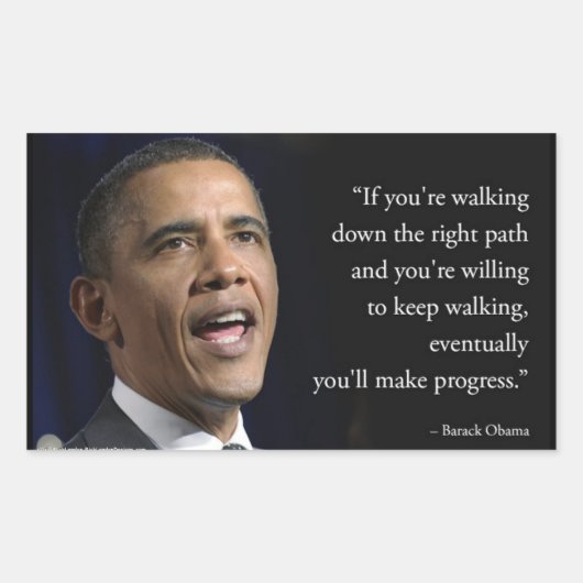 Sticker Rectangulaire Le président Obama et citation "faire des progrès" (Devant)