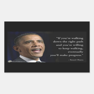 Sticker Rectangulaire Le président Obama et citation "faire des progrès"