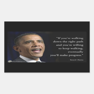 Sticker Rectangulaire Le président Obama et citation "faire des progrès"