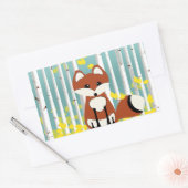 Sticker Rectangulaire Le renard dans les bouleaux d'automne (Enveloppe)