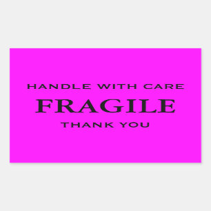 Sticker Rectangulaire Le rose et le noir fragiles manipulent avec soin