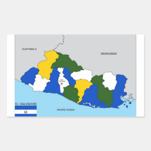 Sticker Rectangulaire le salvador pays carte politique drapeau