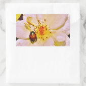 Sticker Rectangulaire Le scarabée japonais sur la rose blanche (Sac)