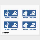 Sticker Rectangulaire Le Travail Est Important, La Nage Est Importante (Feuille)