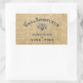 Sticker Rectangulaire Le vin français sur Burlap (Sac)
