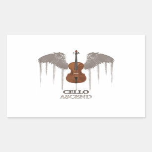 Sticker Rectangulaire Le violoncelle à ailes montent conception