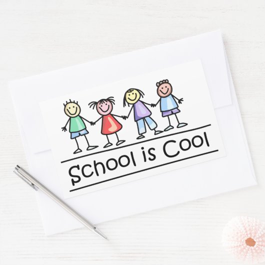 Sticker Rectangulaire L'école est Cool (Enveloppe)