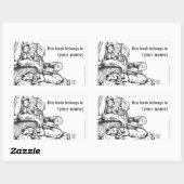 Sticker Rectangulaire Lecture à la plaque de livre de chat et de chien (Feuille)