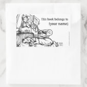 Sticker Rectangulaire Lecture à la plaque de livre de chat et de chien (Sac)