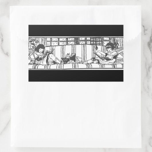 Sticker Rectangulaire Lecture avec Dolly (Sac)