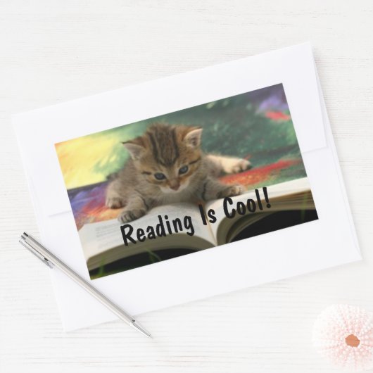Sticker Rectangulaire Lecture Kitty (Enveloppe)