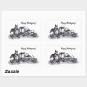 Sticker Rectangulaire L'écureuil en Automne, Bon thanksgiving ! (Feuille)