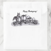 Sticker Rectangulaire L'écureuil en Automne, Bon thanksgiving ! (Sac)