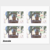 Sticker Rectangulaire L'écureuil en neige dit Joyeux Noël (Feuille)