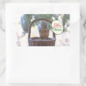 Sticker Rectangulaire L'écureuil en neige dit Joyeux Noël (Sac)