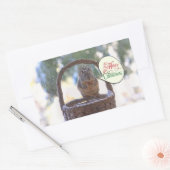 Sticker Rectangulaire L'écureuil en neige dit Joyeux Noël (Enveloppe)