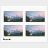 Sticker Rectangulaire L'église avec les Alpes au coucher du soleil (Feuille)