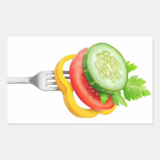 Sticker Rectangulaire Légumes à la fourche (Devant)
