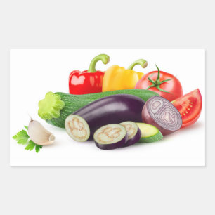 Sticker Rectangulaire Légumes de Ratatouille