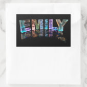 Sticker Rectangulaire L'Emily nommée dans 3D s'allume (la photographie) (Sac)