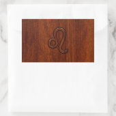 Sticker Rectangulaire Leo Zodiac Connexion style bois acajou (Sac)