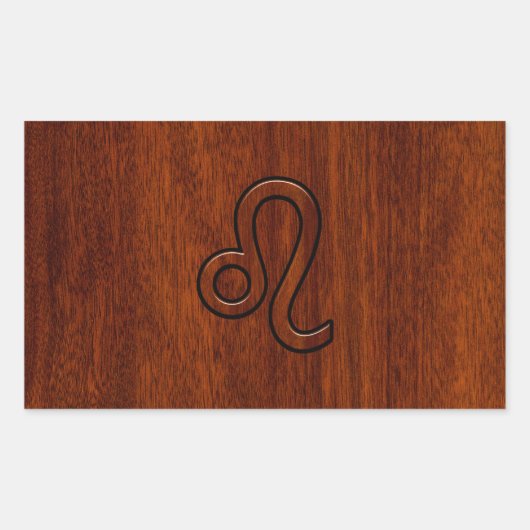 Sticker Rectangulaire Leo Zodiac Connexion style bois acajou (Devant)