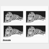 Sticker Rectangulaire Léopard noir et blanc (Feuille)