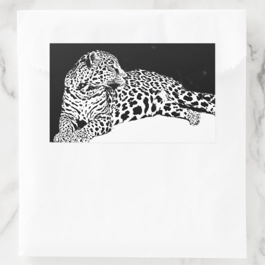 Sticker Rectangulaire Léopard noir et blanc (Sac)