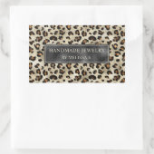 Sticker Rectangulaire Leopard Print With Faux Black Foil And Custom Text (Sac)