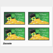 Sticker Rectangulaire Leprechaun Casquette et pièces d'or St. Patrick's  (Feuille)