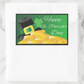 Sticker Rectangulaire Leprechaun Casquette et pièces d'or St. Patrick's  (Sac)