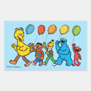 Sticker Rectangulaire Les amis de Rue Sésame Ballons de fête