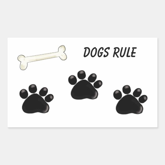 Sticker Rectangulaire Les chiens règnent - Empreintes de pattes (Devant)