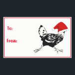 Sticker Rectangulaire Les Clés de Noël de Santa Chicken<br><div class="desc">Épeel de Noël et étiquette cadeau bâton dans un imprimé amusant et adorable de Père Noël Chicken saluant joyeusement votre destinataire cadeau. Texte vers et depuis en rouge avec un arrière - plan blanc solide avec espace pour écrire sur entouré d'une bordure rouge. Image stock freepik.com</div>