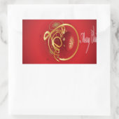 Sticker Rectangulaire Les cloches de Noël rouges Jingle ont un beau jour (Sac)