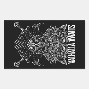 Sticker Rectangulaire Les corbeaux d'Odin Mythologie Viking Valhalla att