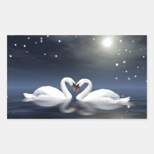Sticker Rectangulaire Les cygnes qui aiment (Devant)