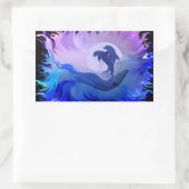 Sticker Rectangulaire Les dauphins au clair de lune (Sac)