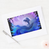 Sticker Rectangulaire Les dauphins au clair de lune (Enveloppe)