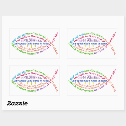 Sticker Rectangulaire Les dix commandements (Feuille)