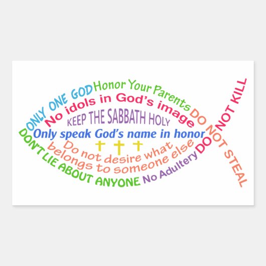 Sticker Rectangulaire Les dix commandements (Devant)